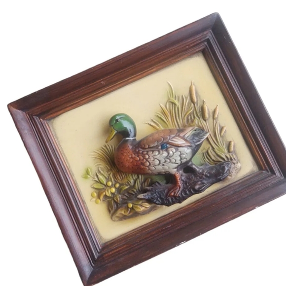 Vintage NAPCO 3D Plaque Picture Ruffled Grouse Mallard Duck Drake Set Of 2 - Picture 3 of 13